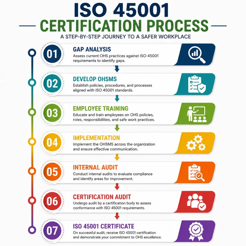 Steps to achieve ISO 45001 certification