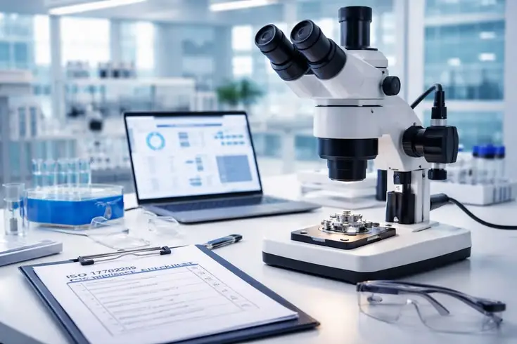 Quality manager reviewing laboratory quality documents and records